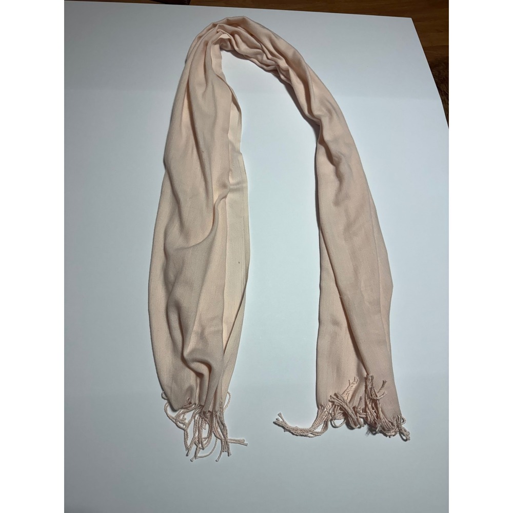 Handmade by MiaKrafts Light Pink Fringed Scarf Wrap Soft Lightweight Accessory
